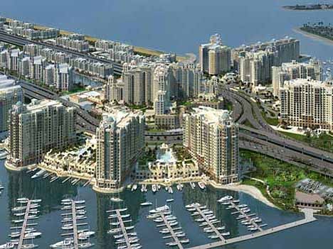 Die künstliche Insel Jumeirah vor der Küste Dubais