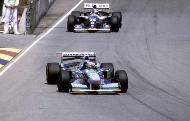 SCHUMACHER Michael F1 Team Benetton Weltmeister Saison 1994 vor Damon HILL FIA Formel 1 Grosser Pre