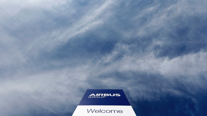 The logo of Airbus Group, Europe's largest aerospace group, is pictured in front of the company headquarters in Ottobrunn, near Munich