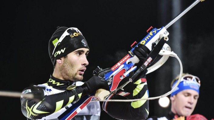 Fourcade of France competes during the IBU World Cup Biathlon mixed 2x6+2x7.5 relay in Ostersund