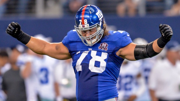 New York Giants defensive tackle Markus Kuhn 78 is fired up after an interception by a teammate in; Markus Kuhn NFL