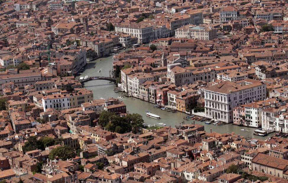 Aerial view of the Grand Canal in Venice lagoon