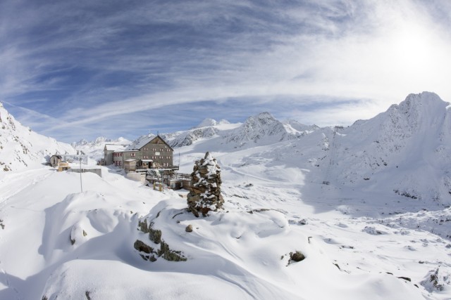 PR-Foto für die Hütte "Schöne Aussicht" in den Alpen
