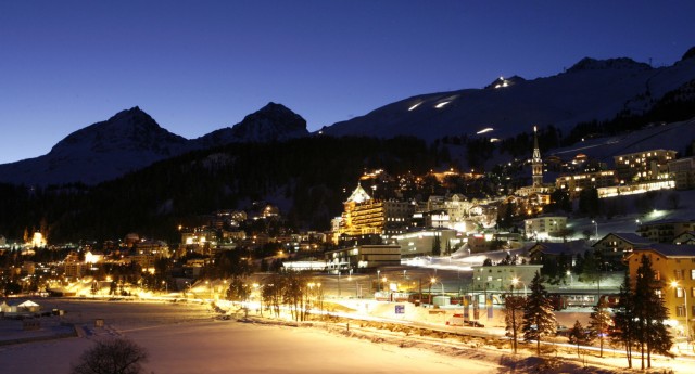 File photo of a night view shows the Swiss mountain resort of St. Moritz