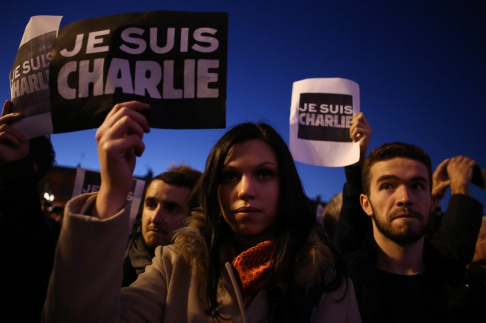 Tribute to victims of the Paris 'Charlie Hebdo' attack in Toulous