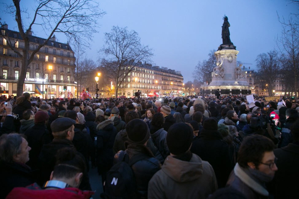 Tribute To Victims Killed During Attack At Satirical Magazine Charlie Hebdo At Place De LA Republique In Paris