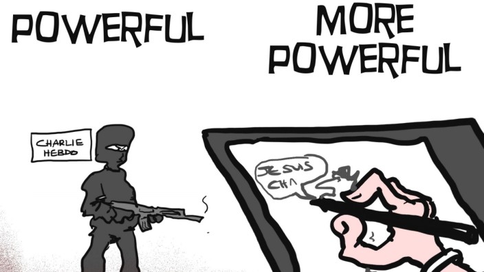 Presseschau zum Anschlag in Paris: Mächtiger als ein Gewehr: Eine Karikatur von "MacLeodCartoons", die am Donnerstag im San Francisco Chronicle erscheint.