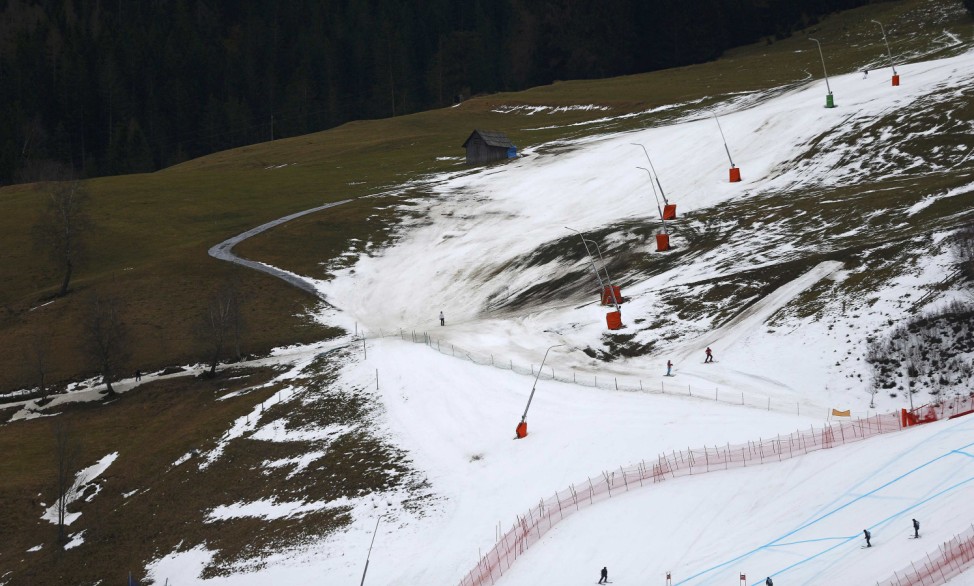 Downhill course of the women's Alpine Skiing World Cup Super G race in Bad Kleinkirchheim is seen before the race