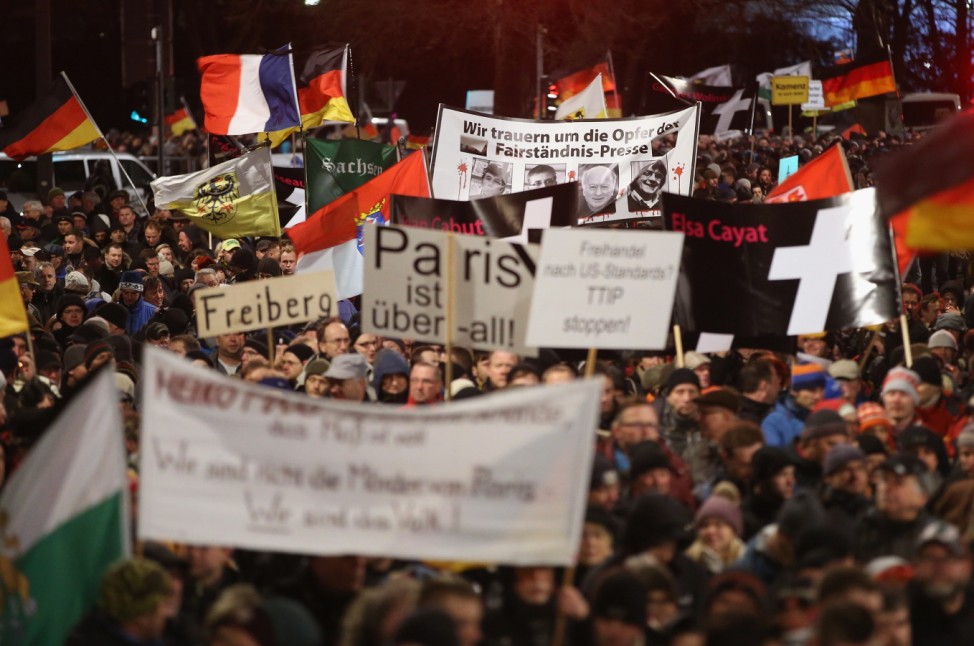 Pegida Marchers Commemorate Paris Terror Victims