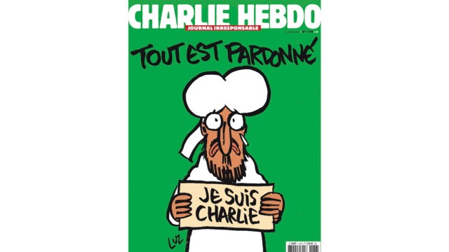 French newspaper Charlie Hebdo shows the front