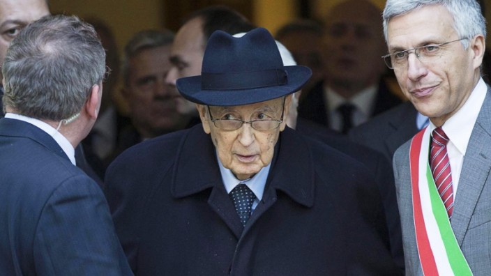 Italian President Giorgio Napolitano visits Francesco Rosi's mort