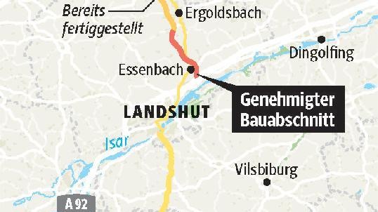 Verkehrspolitik in Bayern: Ursprünglich geplante Trasse der B 15 neu. Quelle: SZ-Grafik