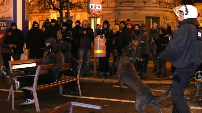 Police during a protest against the Vienna Academics Ball in Vien