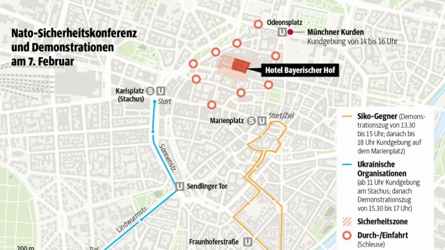 Sicherheitskonferenz: SZ-Karte; Quelle: Polizeipräsidium München
