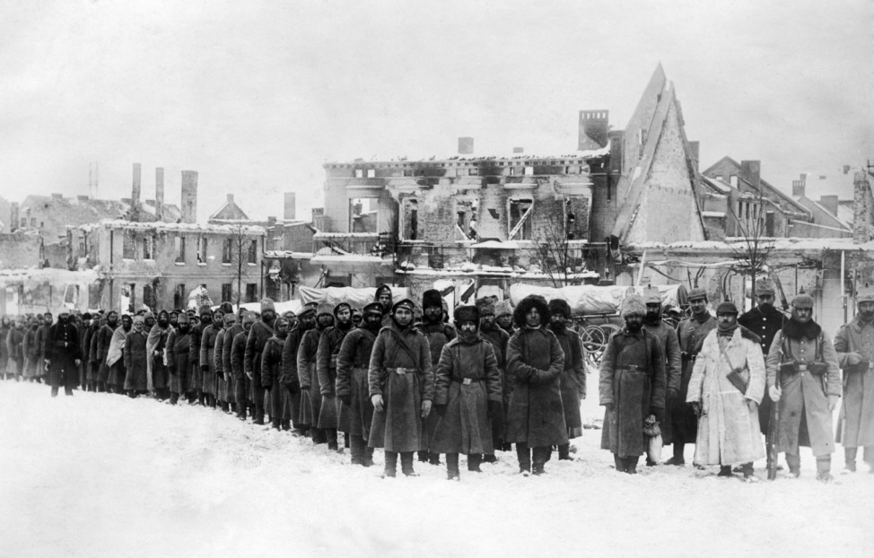 Gefangene russische Soldaten in Masuren, 1915; Winterschlacht