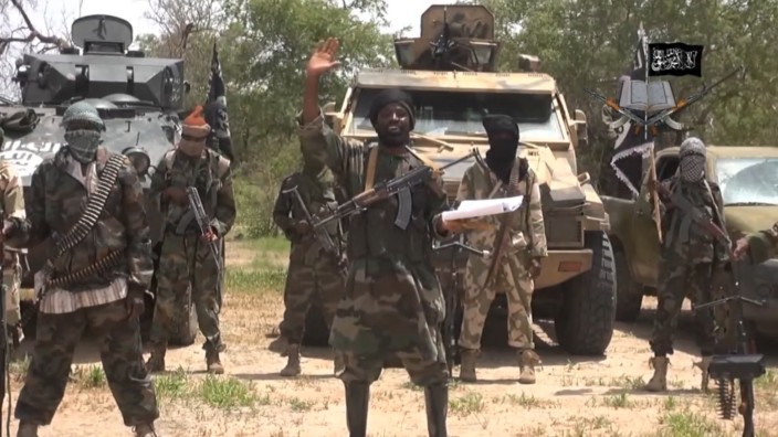 A screengrab taken on July 13, 2014 from a video released by the Nigerian Islamist extremist group Boko Haram and obtained by AFP shows the leader of the Nigerian Islamist extremist group Boko Haram,