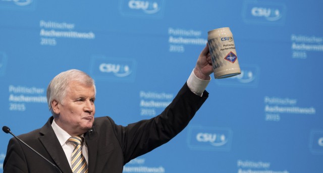 Bavarian state premier and leader of Christian Social Union (CSU) Seehofer delivers his speech at the party's traditional Ash Wednesday meeting in Passau