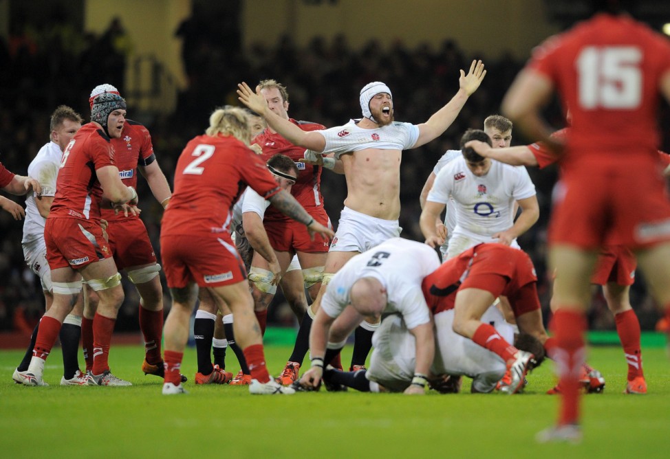 Rugby Union 2015 Six Nations Championship Wales vs England Dave Attwood of England appeals for; Dave Attwood