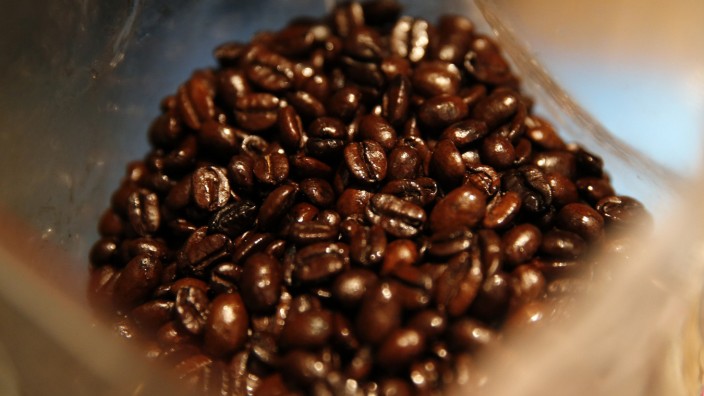 Venezuelan coffee beans are seen in a roaster in Caracas