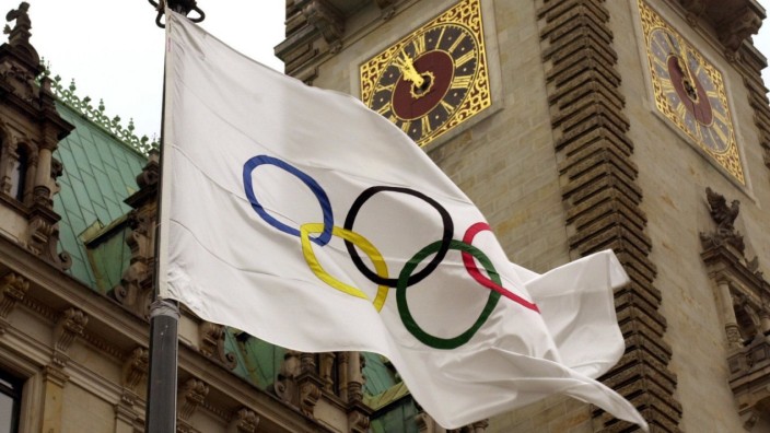 Olympische Flagge in Hamburg