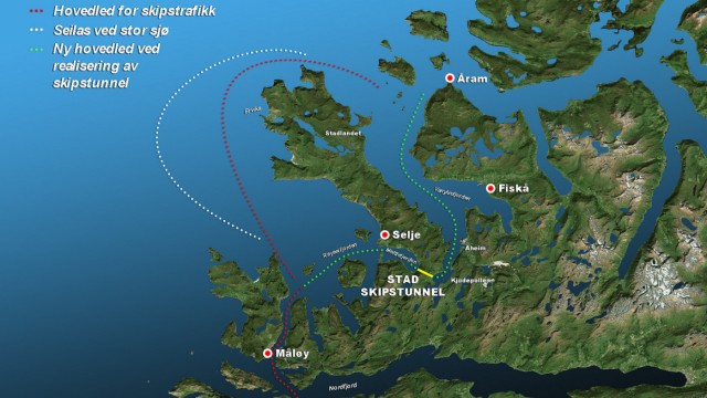 Karte zum Stad Ship Tunnel in Norwegen