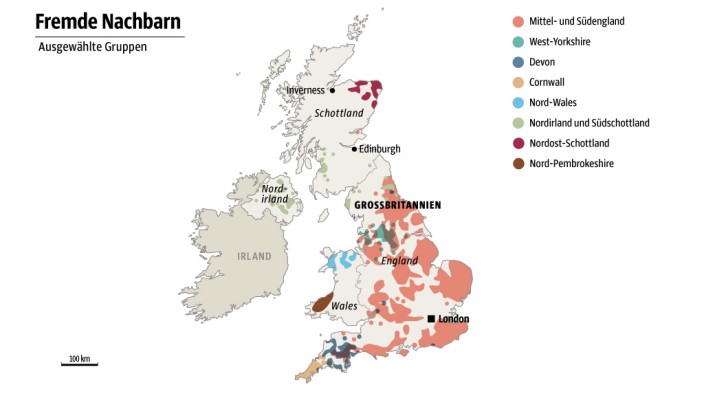 DNA der Briten: SZ-Karte; Quelle: Nature