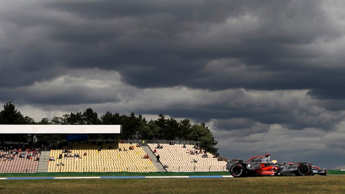 Formula One driver Hamilton of Britain steers his McLaren Mercedes during the second free practice for Grand Prix at Hockenheim race track