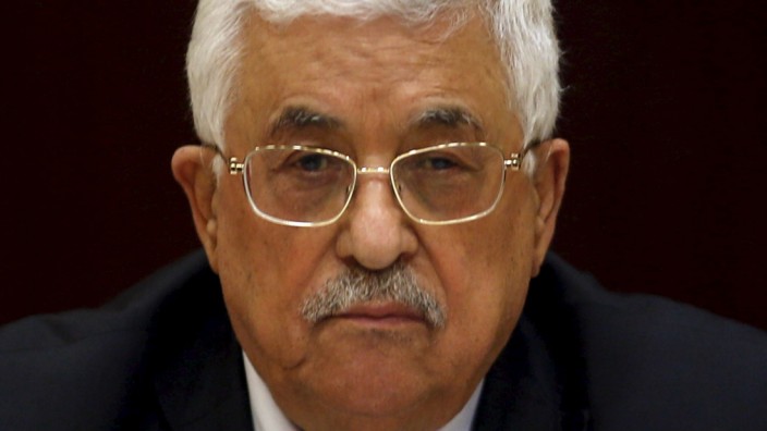 Palestinian President Mahmoud Abbas attends a PLO executive committee meeting in the West Bank city of Ramallah