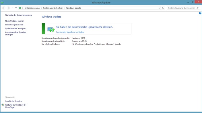 Screenshot Windows 8 Update