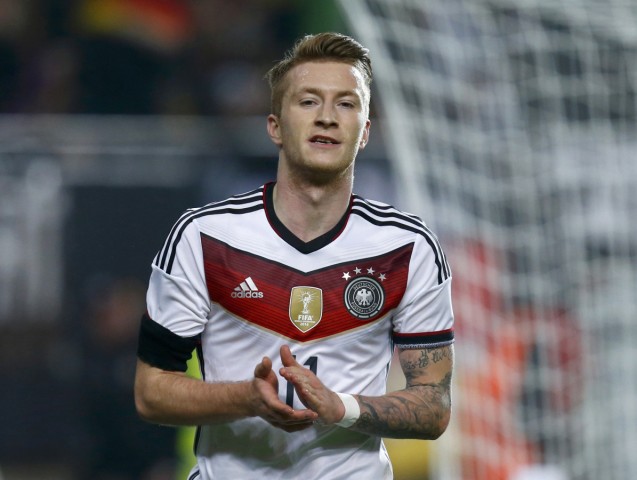 Germany's Reus celebrates after scoring against Australia in international friendly soccer match in Kaiserslautern