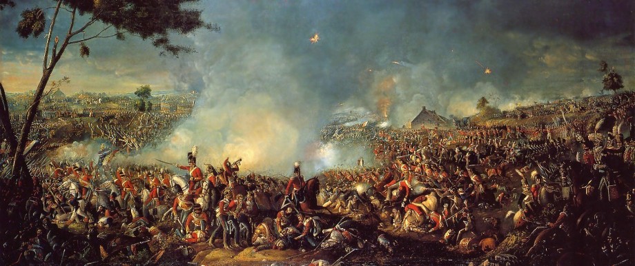 Europäisches Gedenkjahr 2015: Die Schlacht von Waterloo auf einem Gemälde von William Sadler (1782-1839): Franzosen, Deutsche und Engländer schießen schon lange nicht mehr aufeinander.