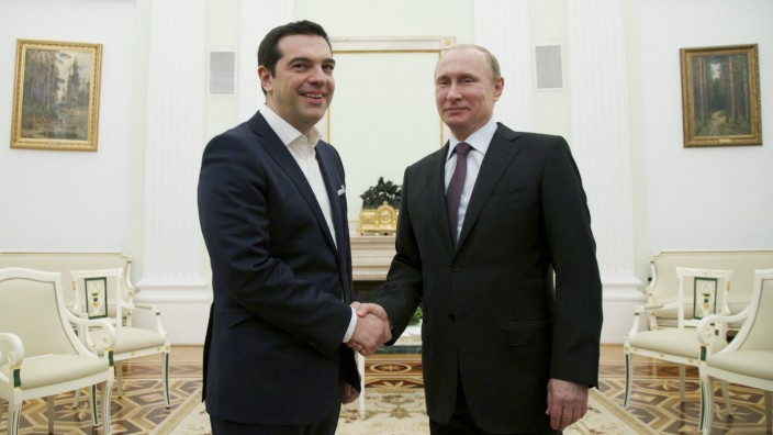 Russian President Vladimir Putin meets with Greek Prime Minister