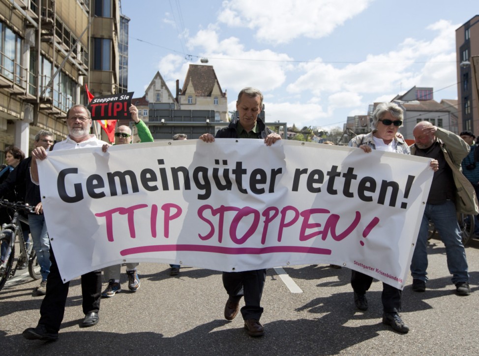 Protest gegen das geplante Freihandelsabkommen TTIP
