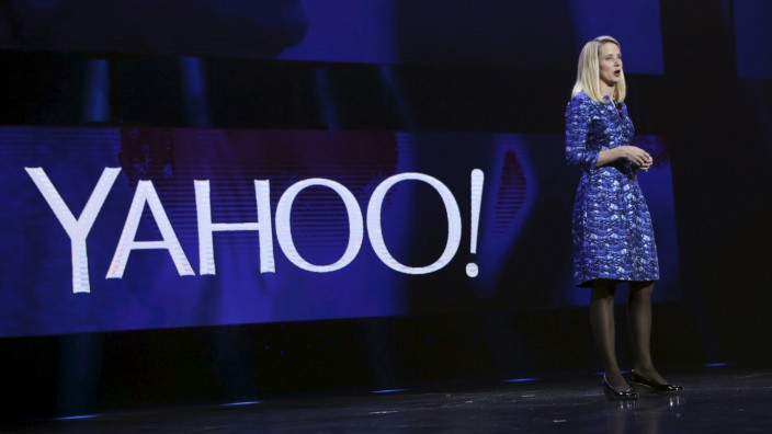 File photo of Yahoo CEO Marissa Mayer delivering her keynote address at the annual Consumer Electronics Show (CES) in Las Vegas