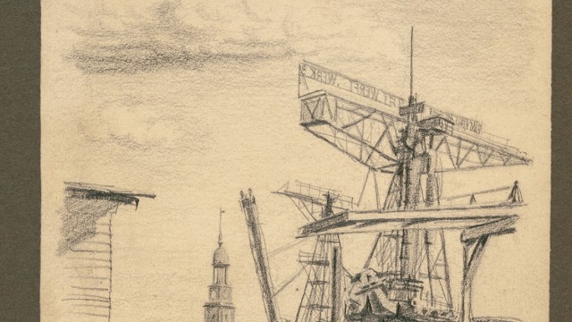 Neuhausen: Auch eine Zeichnung des Hamburger Hafens findet sich unter den Bleistiftbildern.