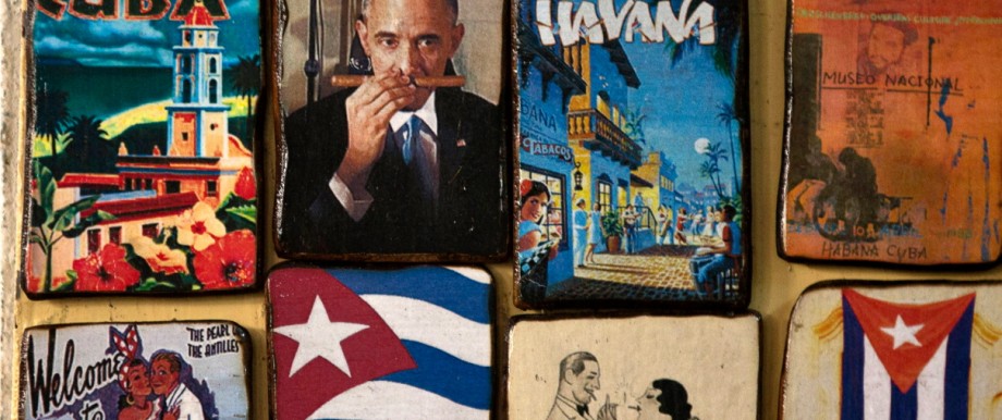 Lockerung des Handelsembargos: Ein beliebtes Souvenir in Kuba: Kühlschrankmagneten auf denen Obama an einer Havanna schnuppert