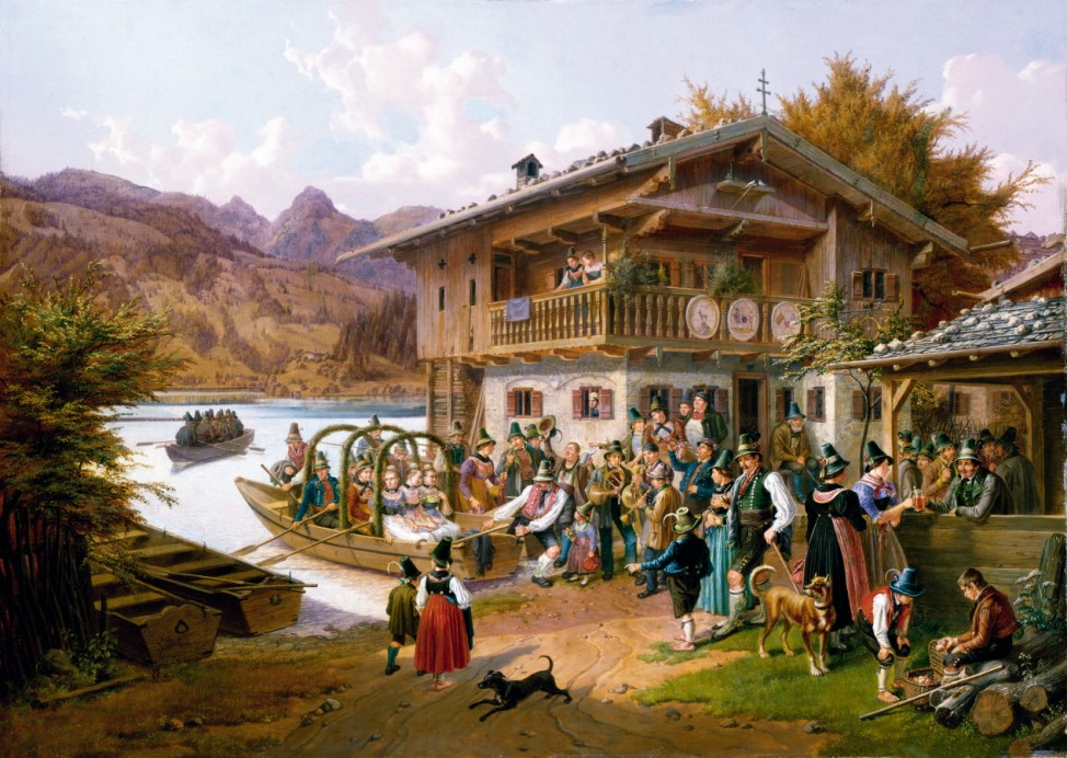 Quaglio, Lorenzo: Hochzeitsgesellschaft im Boot, 1849, GK I 6007.