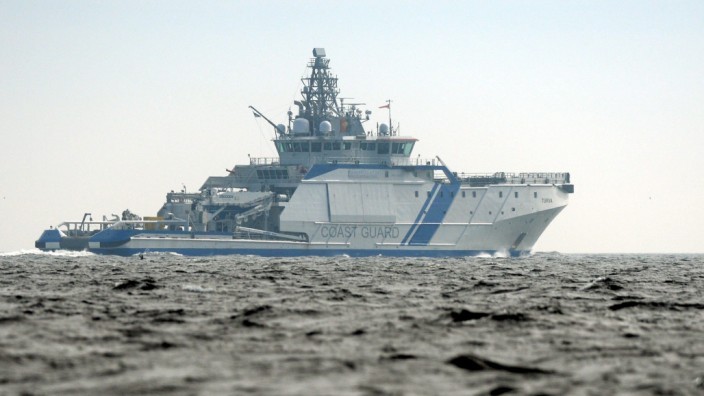 Finnish Border Guard ship, Turva, is seen guarding the waters near Helsinki