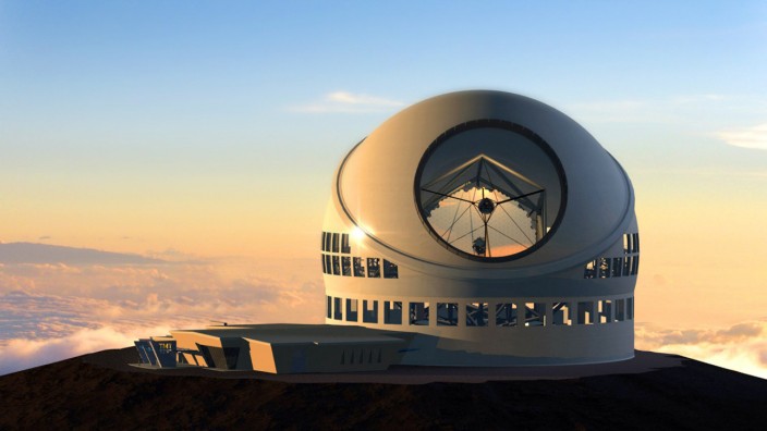 Geplantes Teleskop auf Hawaii: So soll das Riesenteleskop auf dem Gipfel des Mauna Kea aussehen - wenn es denn gebaut wird.