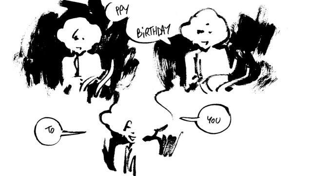Graphic Novel von "Charlie Hebdo"-Zeichner: "Happy Birthday To You": Luz kommt am 7. Januar zu spät, weil seine Frau noch mit ihm seinen Geburtstag gefeiert hatte. Das rettet ihm das Leben. Auch das hält er in Catharsis fest.