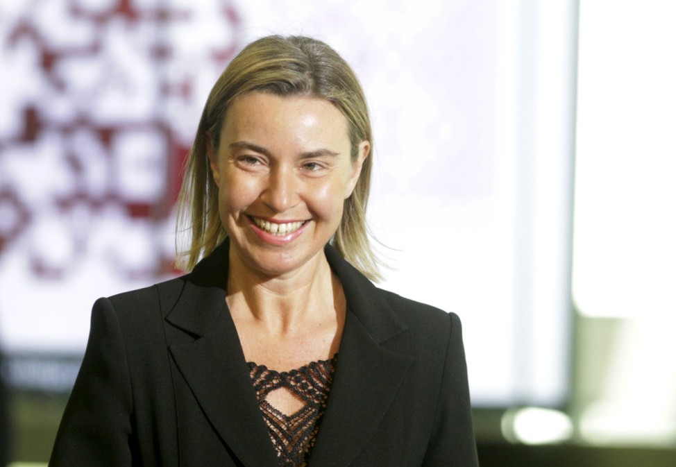 European Union foreign policy chief Mogherini arrives to the Eastern Partnership Summit session in Riga