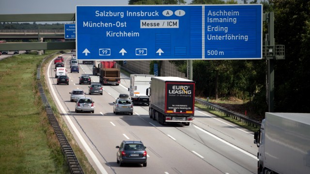 Autobahn A 99 auf der Höhe von Aschheim