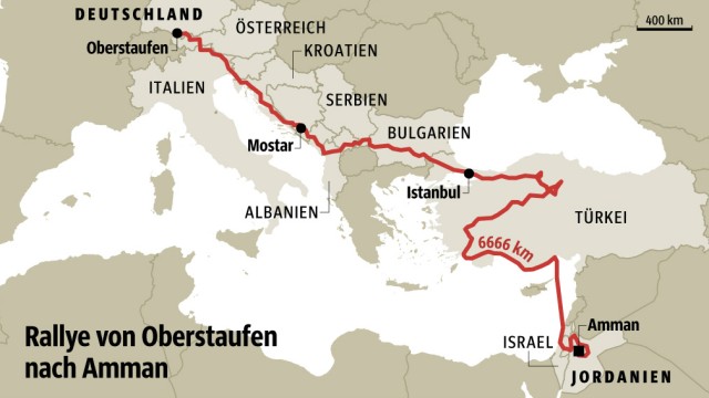 Rallye als Hilfsprojekt: Die Route der diesjährigen Rallye "Allgäu-Orient".