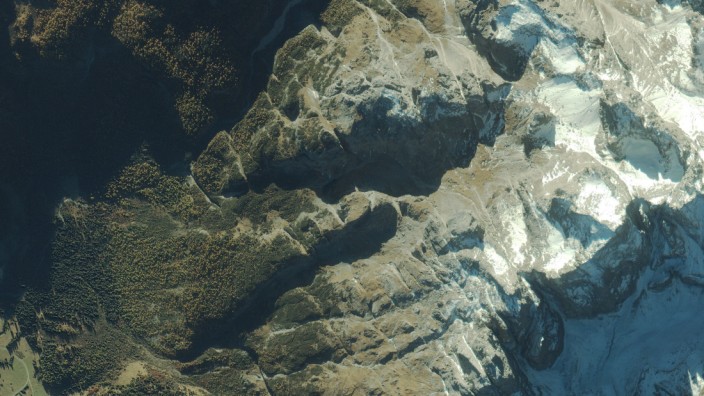 Satellite Photo Of Dolomite Mountain Range