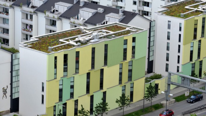 Bepflanzung von Dächern: Dieses Haus in Bogenhausen ist nach Maßstäben von Green City auf dem Dach bereits vorbildlich begrünt.