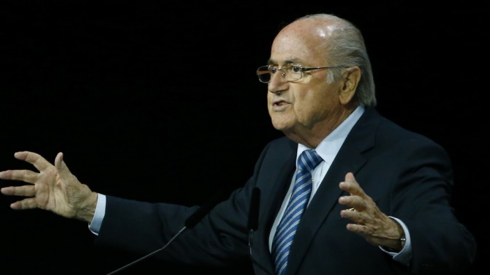 FIFA President Blatter makes a speech before the election process at the 65th FIFA Congress in Zurich