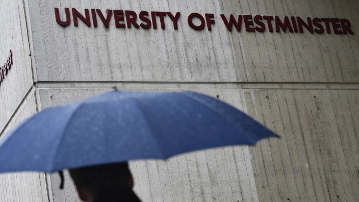 The University of Westminster campus building is seen in central London