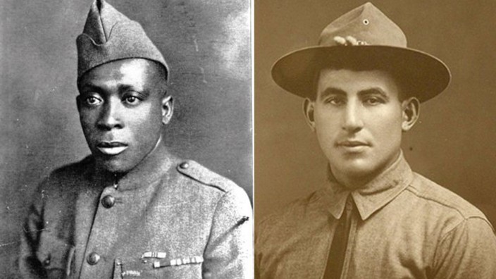 Undated photographs show WWI Medal of Honor recipients Johnson and Shemin