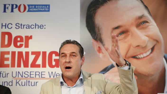 Austrian far right freedom party leader Strache addresses a news conference in Vienna