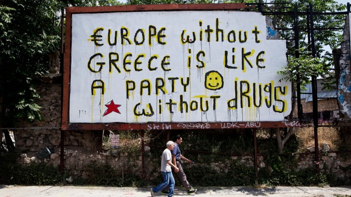 Schuldenstreit: Athener Ansichten: Europa ohne Griechenland ist wie eine Party ohne Drogen, meint der Streetart-Künstler Cacao Rocks.